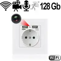 IP-HD-Spycam in Wandsteckdose, 2xUSB
